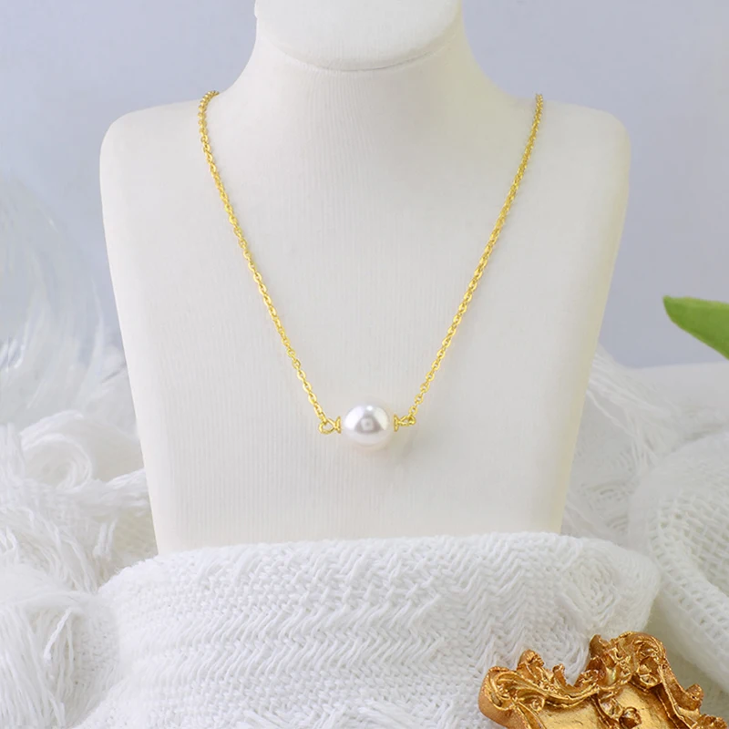 Newest Fashion Women Pearl Jewelry Minimalist Solitary Freshwater Pearl Pendant 925 sterling silver necklace