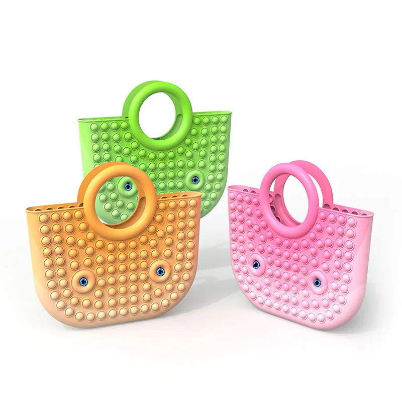 New Popular Tik tok Novelty Big Large silicone guitar pop bag push bubbles pop fidget toys shoulder bag with strap for children
