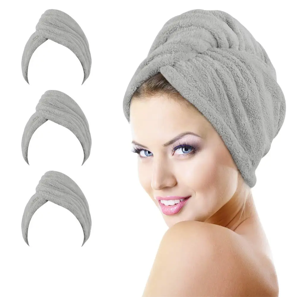 Полотенце для сушки волос из микрофибры, мягкое абсорбирующее