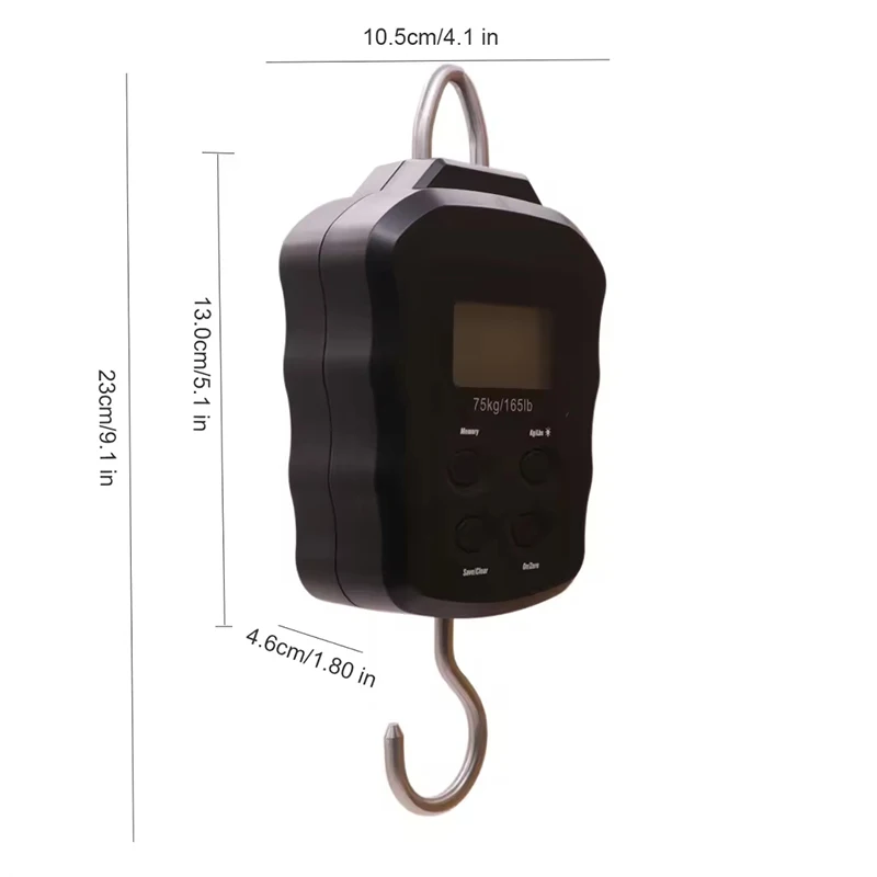 J&R Professional Heavy Duty 75KG/165LB 304 Stainless Steel Waterproof Fishing Scale with Store 50 Weights Function