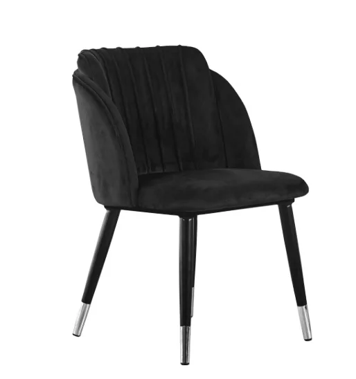 Nordic Style Customizable Fabric Stainless Steel Leg Dining Furniture Black Velvet Dining Chair