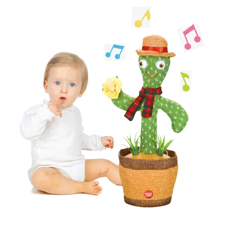 Hot Sale Cute Stuffed Flowerpot Twisting Dance Cactus Talking Singing Music Plush Toy Dancing Cactus