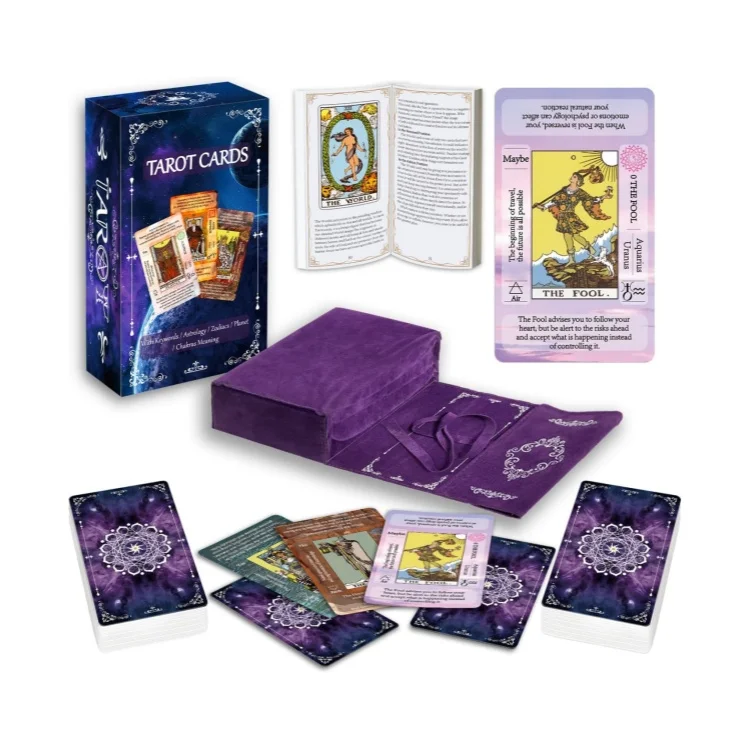Manufacturer wholesale best selling custom 78 print your own oracle gold foil tarot cards printing with guidebook