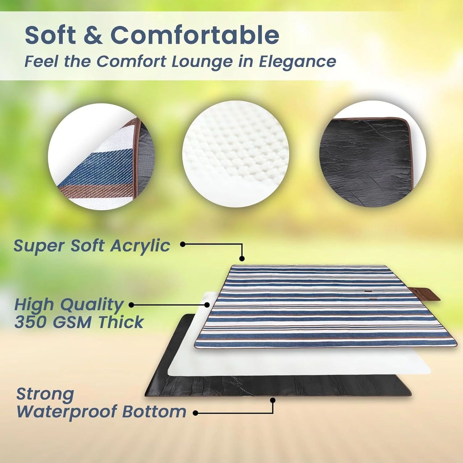 Dual Layers Camping Accessories Picnic Blanket Picnic Mat Canvas Picnic Mat Waterproof for Outdoor Camping Beach