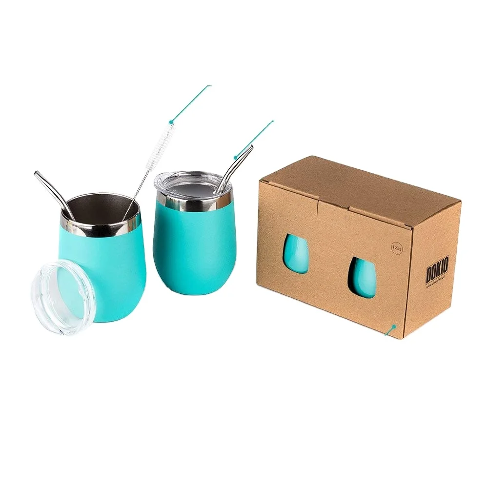 Wholesale 8oz/12oz/16oz Double Wall 18/8 Pro Grade Stainless Steel Vacuum Insulated Wine Tumbler Cup with Lid Straw for Camping