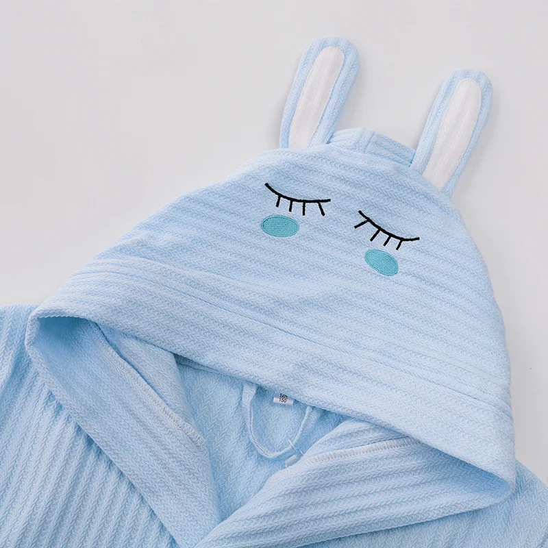 Детский халат из чистого хлопка с капюшоном, летняя тонкая вафельная одежда, банный халат для маленьких девочек
