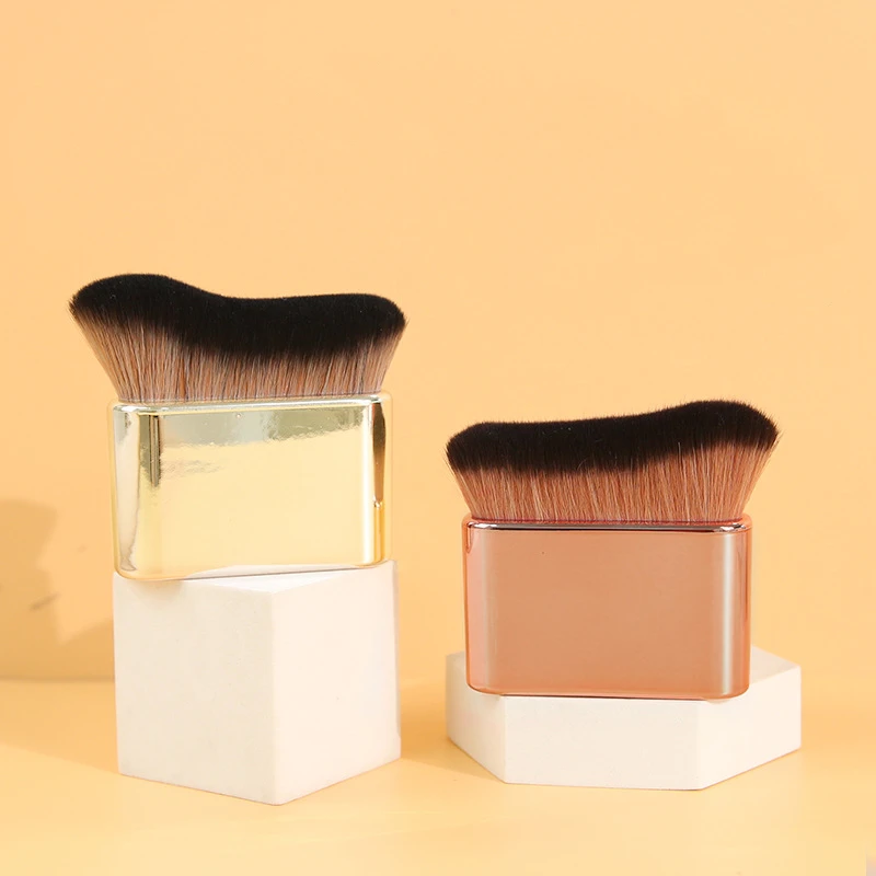 Hot Sale Luxury Kabuki Black Handle Wave Curved Single Powder Foundation Single Makeup Brush New Body Tanning Brush