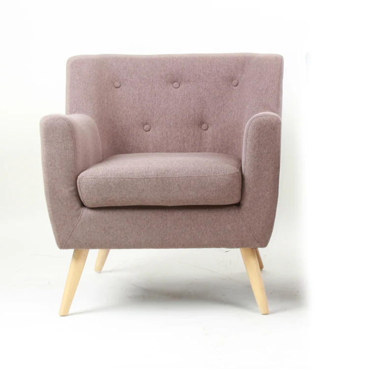 Medieval fabric armchair wooden frame linen single seat sitting room sofa armchair