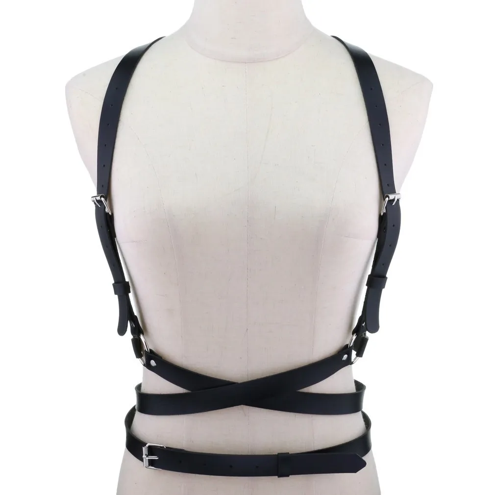 Women Body Waist Straps Gothic Handmade PU Leather Harness Belts Punk Stylish Accessories