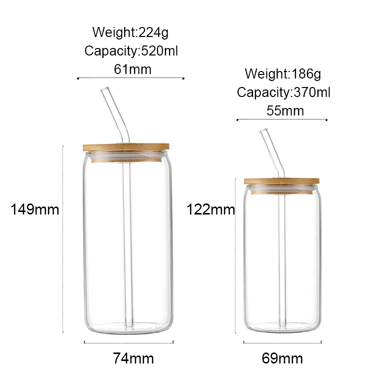 Wholesale Ice Clear Glass Cups With Dome Lid Straw Coffee Bottles Milk Cup Drinking Glasses for Bubble Tea Smoothie Coke Soda