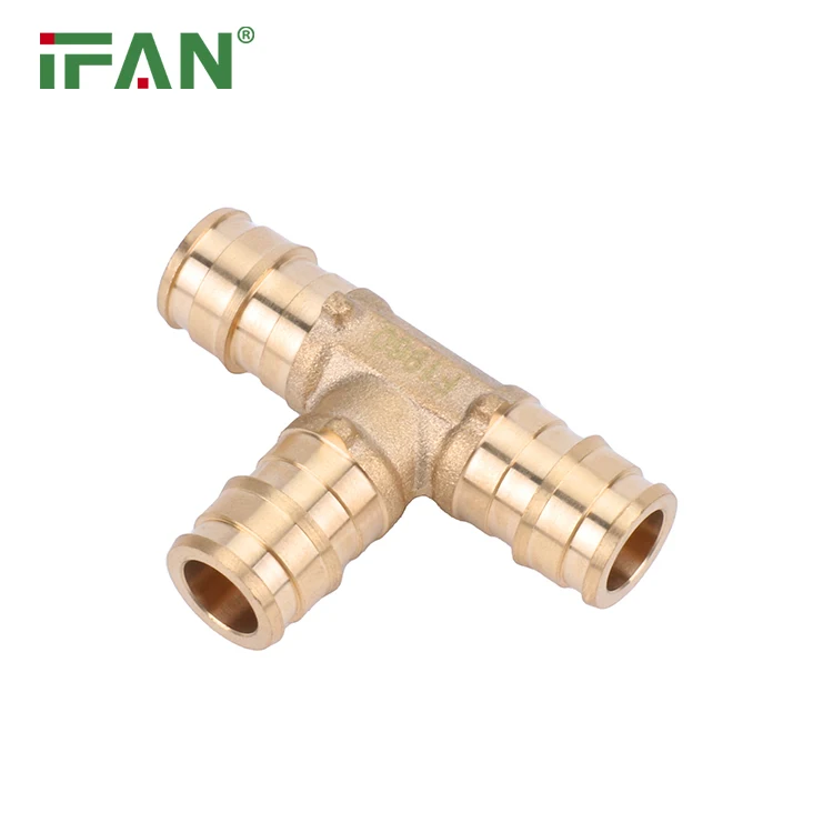 IFAN Forged PEX Expansion Fittings Brass Plumbing Materials Customized Size Equal Tee PEX Sliding Fitting