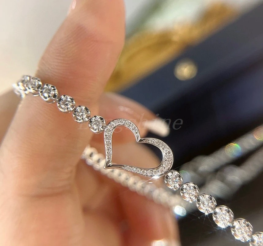 Longshine New Design 18K Gold White Color High Quality Heart Shape Women Bracelet