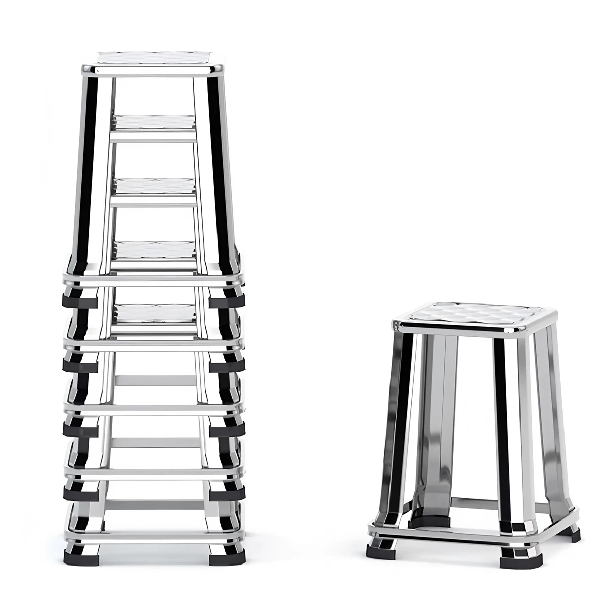 Stainless Steel square Stool Household Metal Folding Chair for Restaurant Outdoor Courtyard