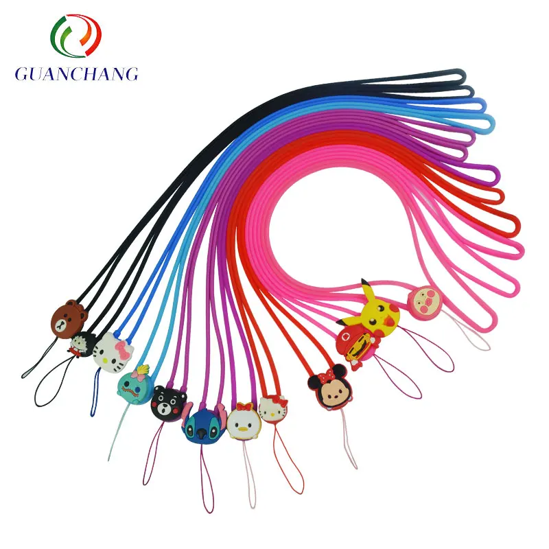 Factory Gift wholesale  multiple use mobile phone neck strap buckle lanyard PVC silicone Cartoon Cute Phone Personality Lanyard