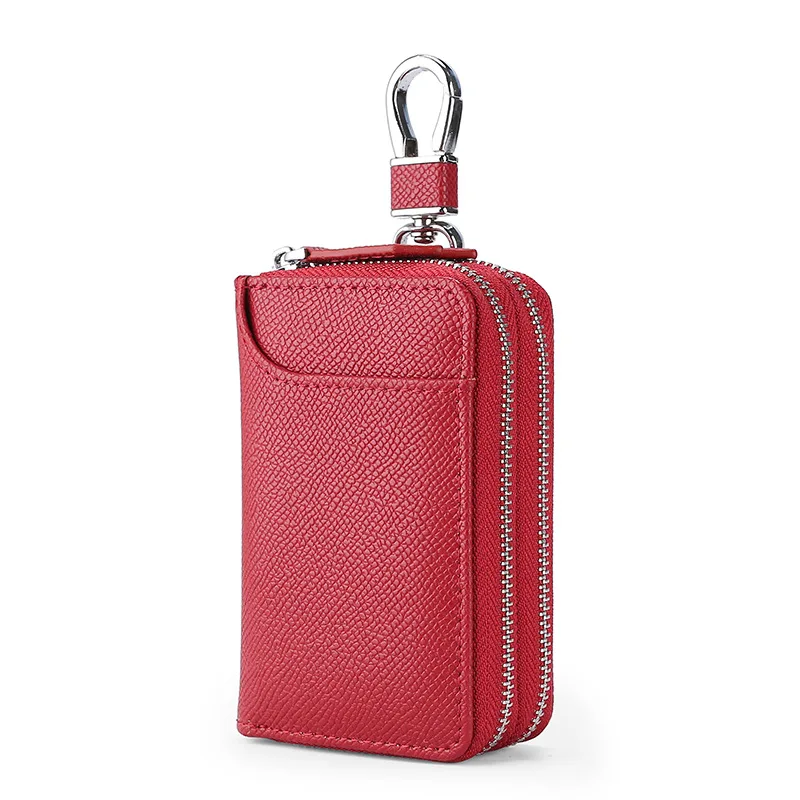 Factory Direct New Car Key Case Leather Multifunctional Large Capacity Double Zipper Door Key Case For Man and Women