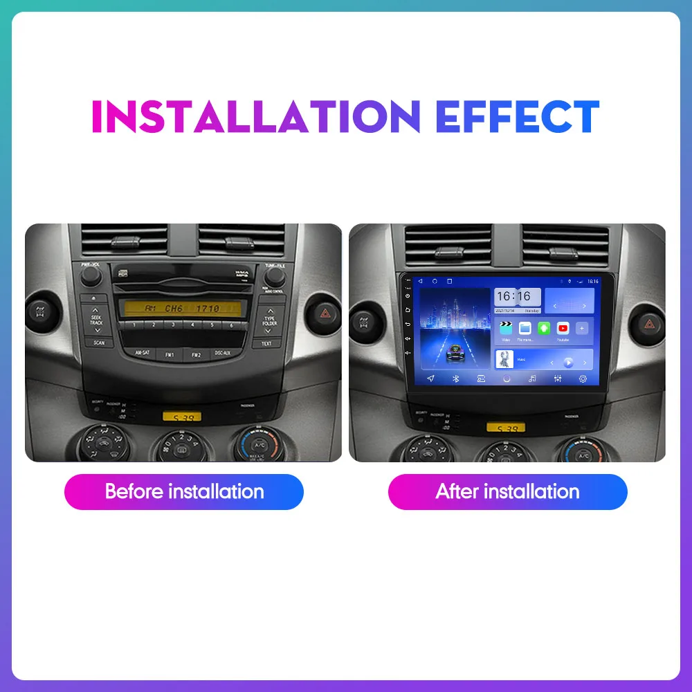 For Toyota RAV4 2007-2012 Radio Headunit Device Double 2 Din Octa-Core Quad Android Car Stereo GPS Navigation Carplay