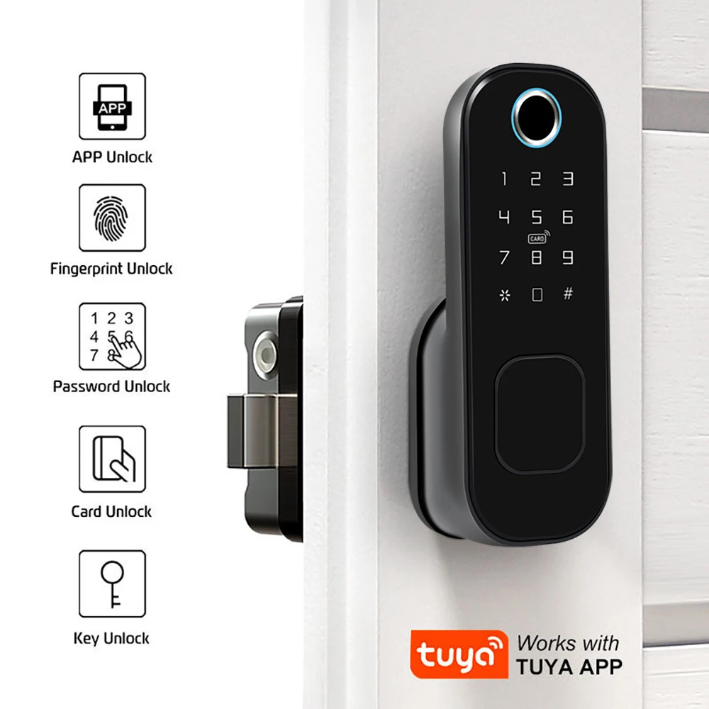Eseye IP65 Waterproof Intelligent Electronic Digital Fingerprint Security Gate Wifi Tuya Electric Rim Lock