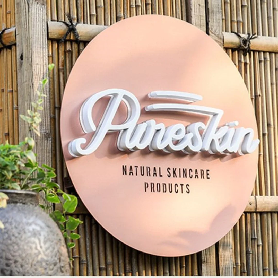 Customized Round Metal Logo custom wall 3d logo metal backlit sign store front business sign custom