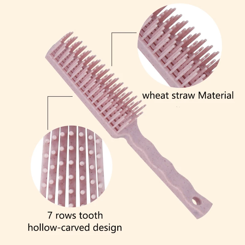 Economical Flexible Detangling Hair Brush Natural Wheat Straw With Handle Comb Massage Exfoliating Brush For Wet And Dry