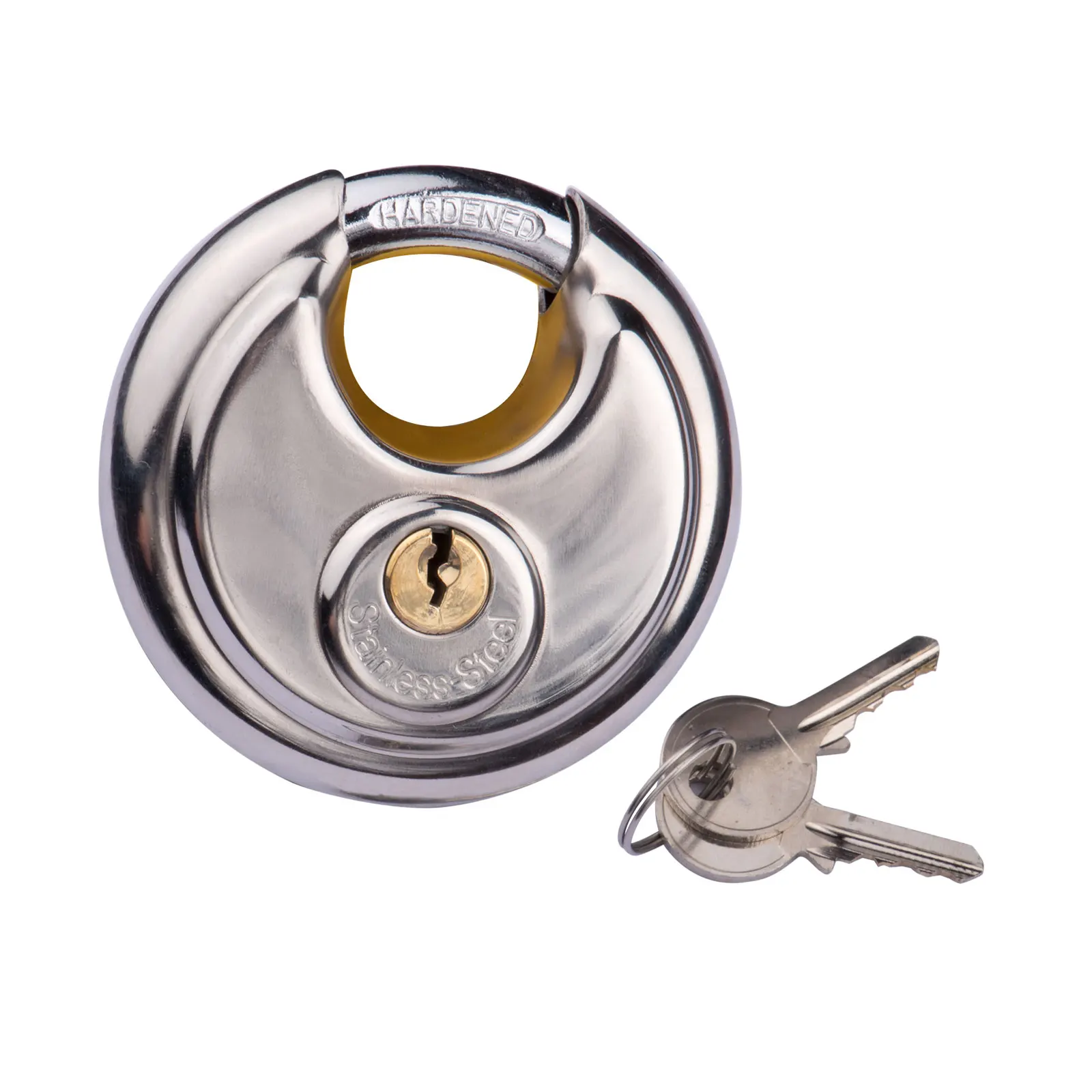 Solid SS Disc Padlock Heavy Duty High Safety Pad Locks Anti-theft Stainless Steel Round Disc Door Padlocks 70mm