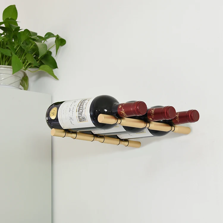 Factory aluminium 3 bottle luxury gold wine pegs rack wine display rack