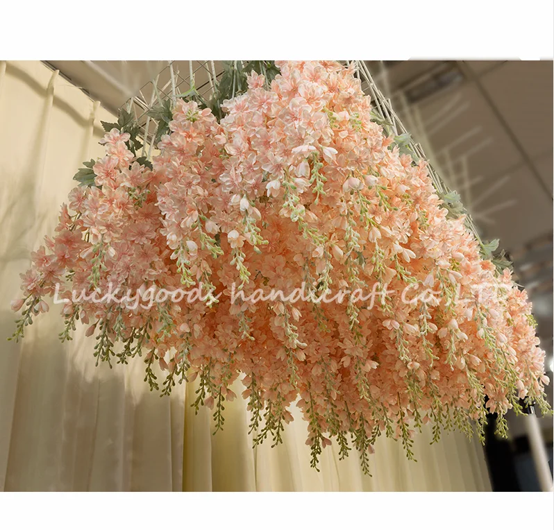 LFB757-Pink artificial blush flower silk wisteria arrangements for wedding event ceiling decoration