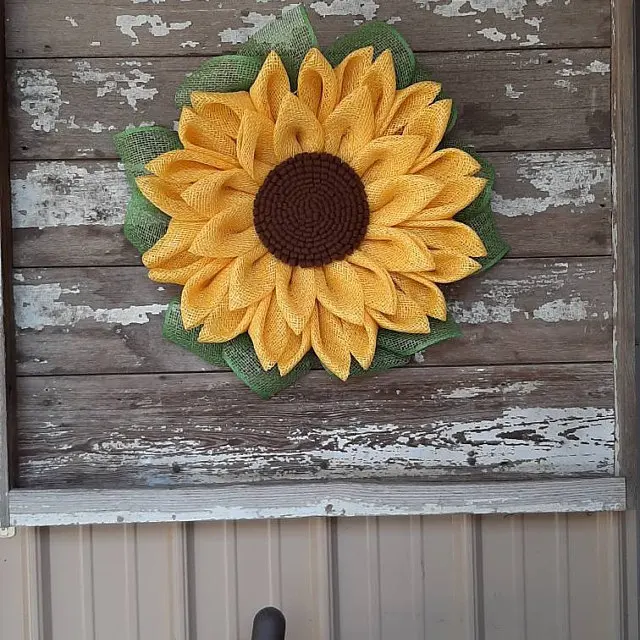 Front Door Hanging  Welcome Decoration Polyester Sunflower Wreath For Harvest Festival Front Door Indoor Wall Or Window Decor
