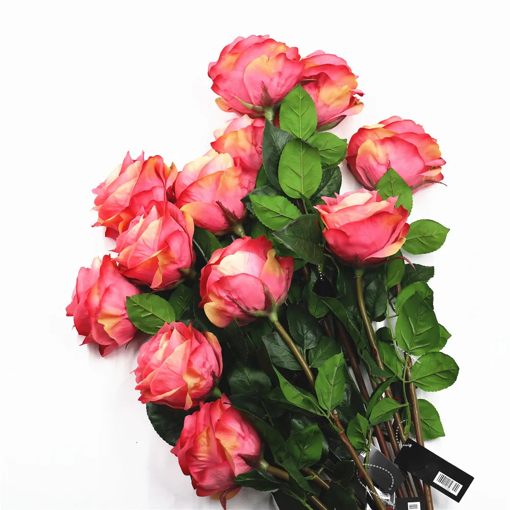 Single stem silk rose for home decoration artificial realistic rose wedding decoration high quality rose centerpiece flower