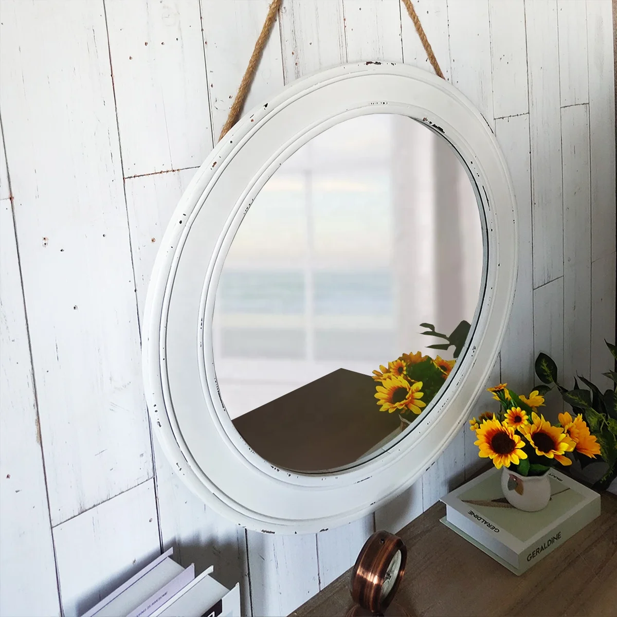 Hot Sale Bedroom Dresser Wooden Round Mirror for Hotels Homes