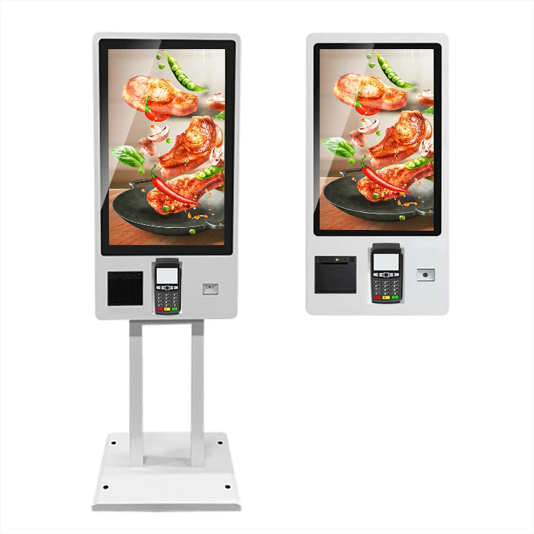 Fast food self service touch screen wall mount bill payment machine 32 inch self ordering payment kiosk