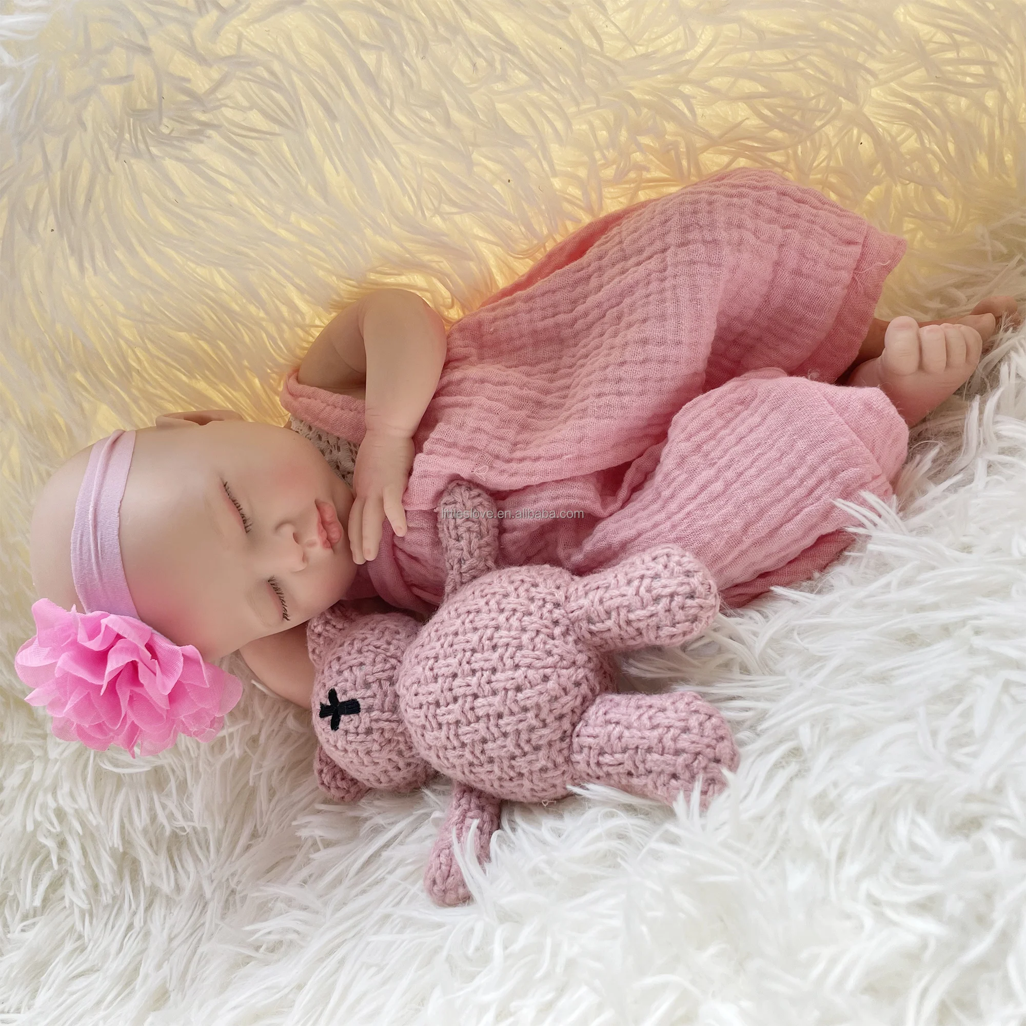 Wholesale 13inch Full Solid Silicone  Reborn Dolls Realistic Alive Reborn Baby Silicone Reborn Doll Realistic