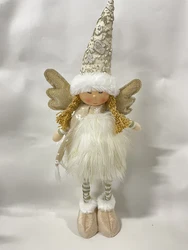 20*10*51cm Christmas Home Decoration Supplies polyester Golden Fairy Elf X-mas Standing Doll Girl Angel With Wings&Led Light
