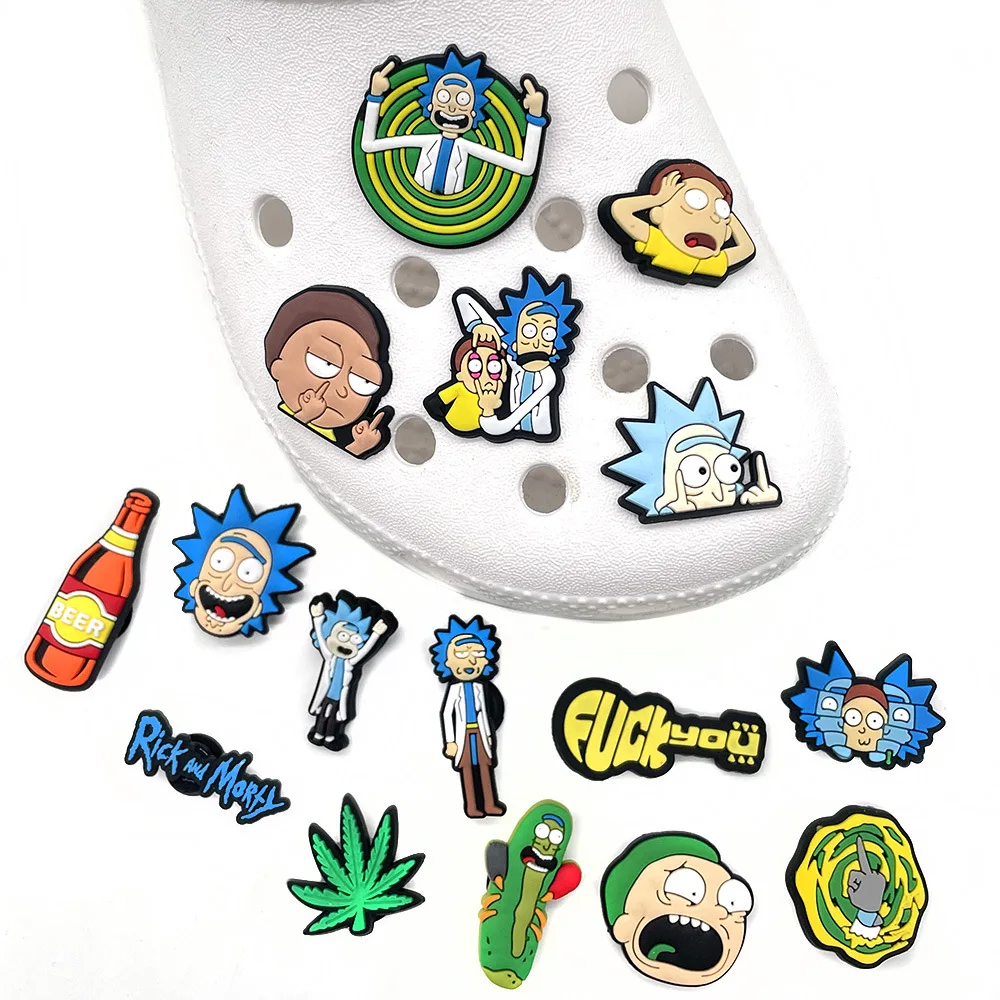 Cartoon Rick And Morty Croc Charms Cute Shoe Buckle Soft PVC Shoe Decoration Accessories for Adults Kids