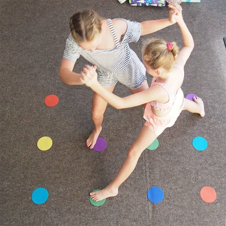 Nylon carpet markers sitting spot hook and loop dot sit spot for children party with colourful