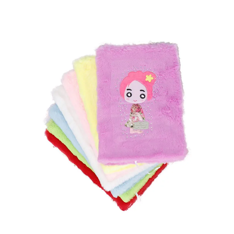 Luxury Diamond Hardcover Custom Cute Stationery Velvet Plush Cover Girl Unicorn Notebook