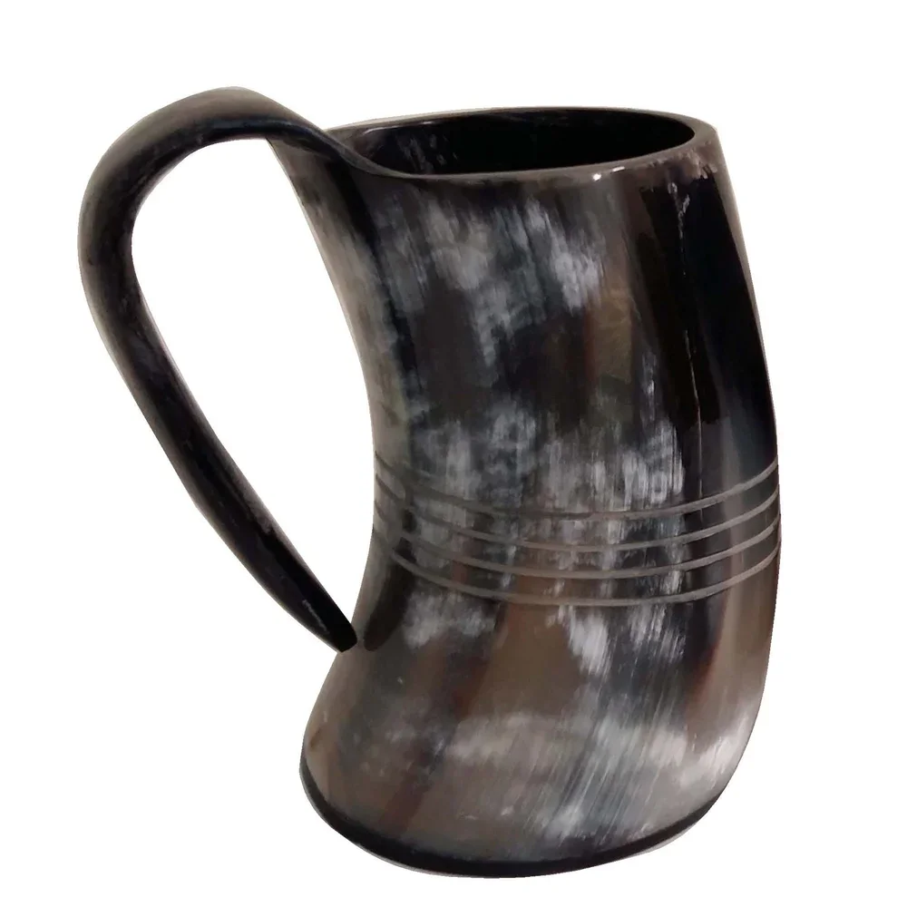 High Quality Natural Buffalo Horn Mug Best Selling Handmade Viking Carved Drinking Tankard Beer Horn Mug