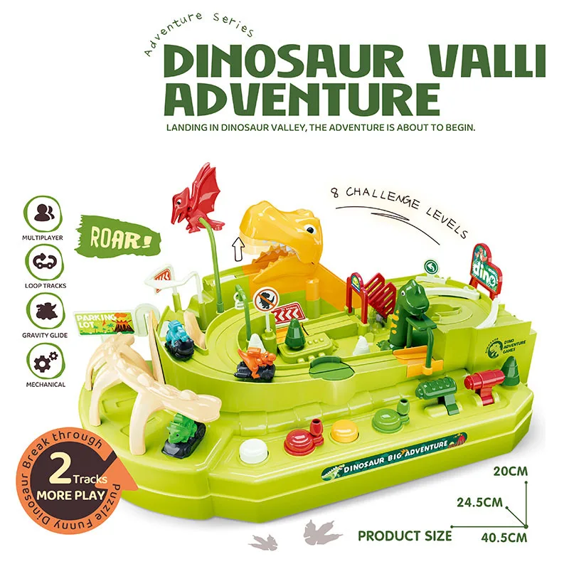 DIY Electric Railway Track Racing Toys Table Games Vehicle Car Adventure Toy Dinosaur Race Track For Kids Boy