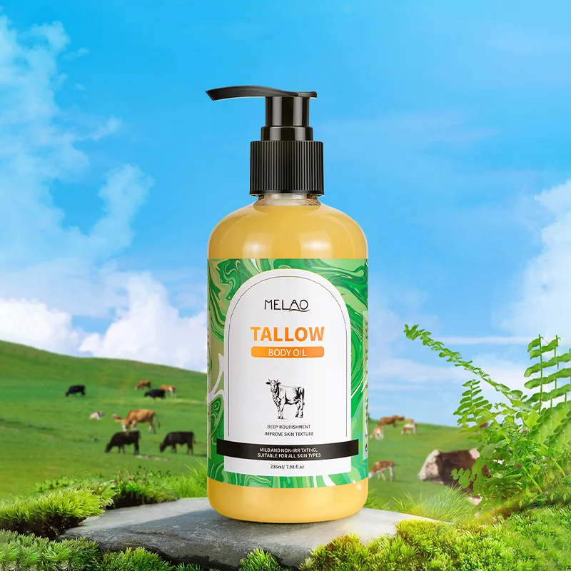 Non Greasy Grass Fed Beef Tallow Oil Moisturizing Nourishing Soothing Brightening Tallow Body Oil For Skin Glow