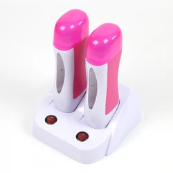 Double Depilatory Wax Heater With 2 Wax Cartridge Hot Body Hair Removal Roll On Depilation Waxing Machine Salon Beauty