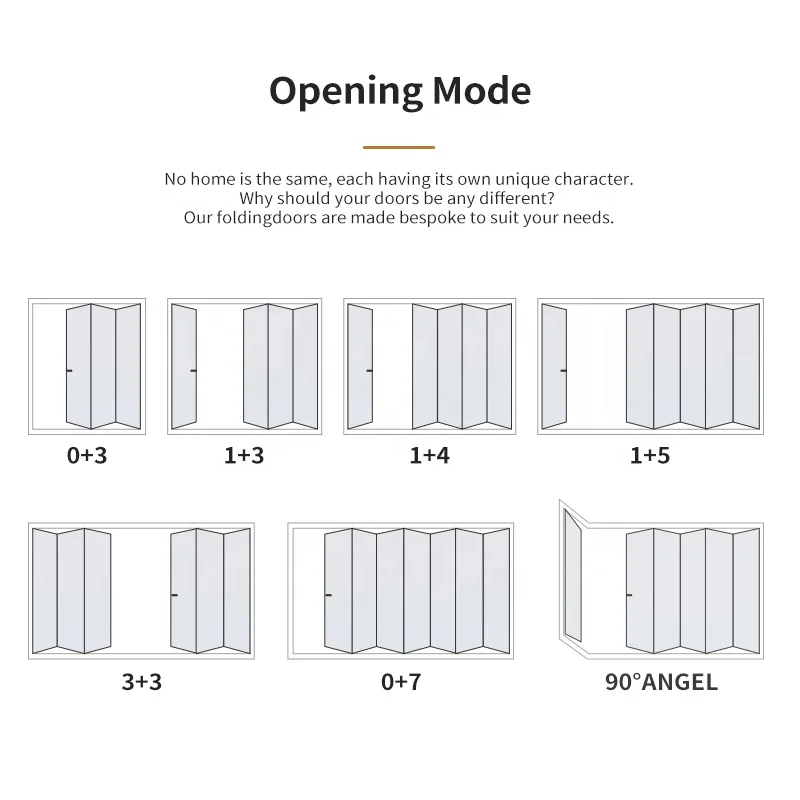 Hurricane-Proof 1800 X 2100 Bifold Door Durable Aluminum Accordion Patio Folding Door Glass