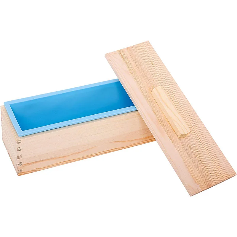 Customizable Color Wooden Covers for Homemade 42oz Soap Produce Silicone Soap Loaf Molds Wood Box
