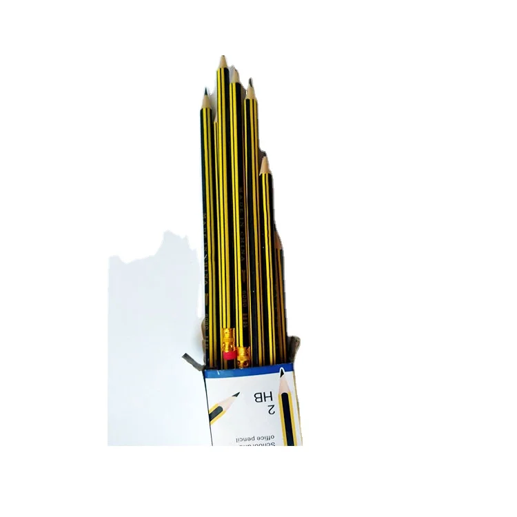 Wholesale Standard pencil Recycled paper color pencil with PET shrink sleeve domed end