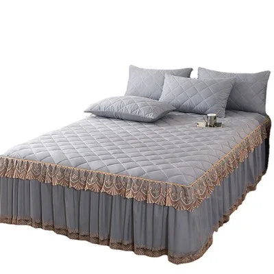 Оптовая продажа, Полиэстеровая кружевная юбка с принтом, простыня, комфортное домашнее покрывало для кровати