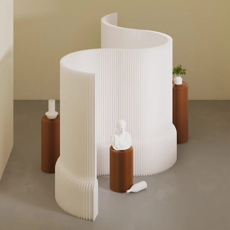 Accordion Kraft Paper Honeycomb Cardboard Folding Portable  Partition Wall Fair Event Exhibition Paper Wall