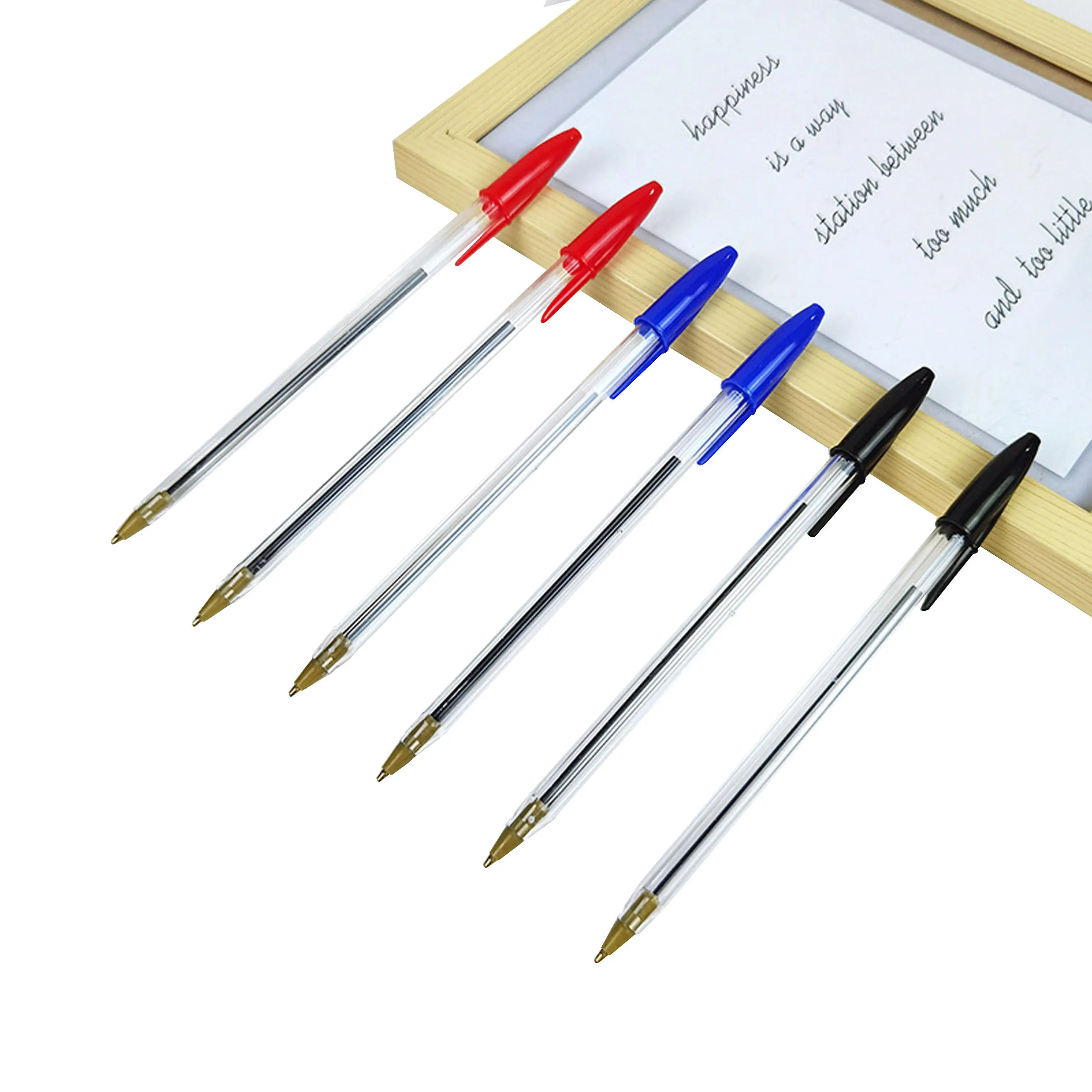 Wholesale 1.0mm Ballpoint Pen Easy To Write Plastic Pen Student Stationery  Ball Point Pen For School 3 colors