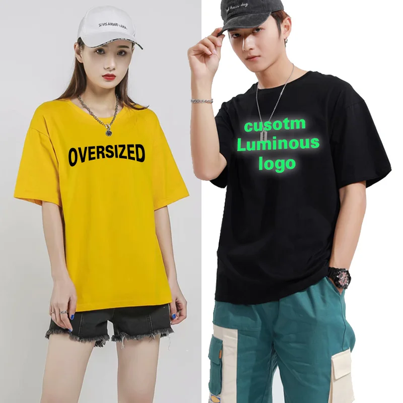 
2020 fashion oversize 210gsm Printed logo unisex Hiphop Cotton Tee Oem Men street cool style big t Shirt Printing pictures 
