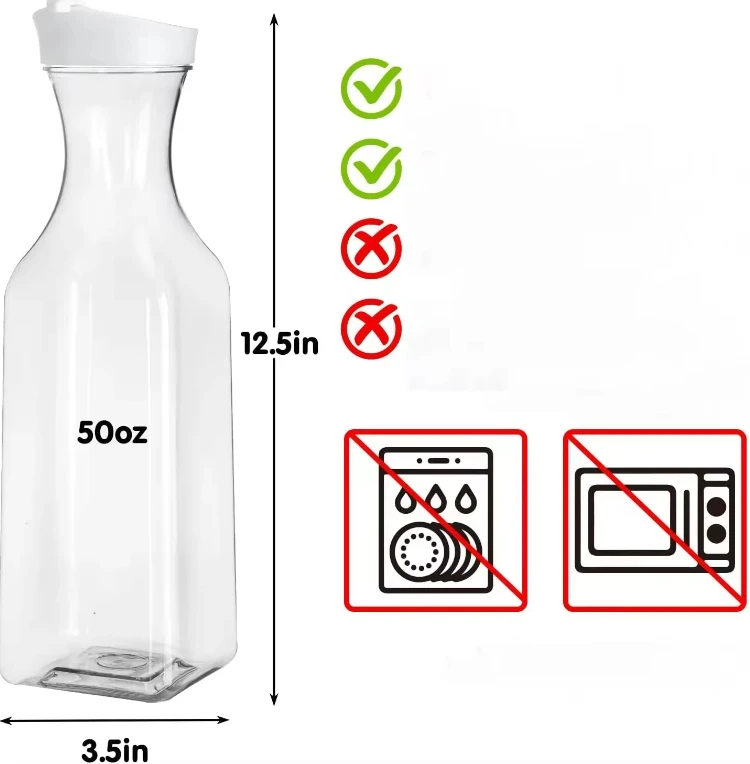 Wholesales Clear Plastic drinks Bottle Square Juice Milk Containers Water with Lid plastic juice pot juice water bottles