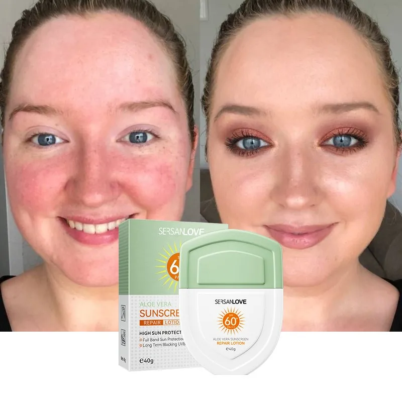 Hot sales High quality OEM Organic UVA UVB 40g Aloe Vera sunblock cream Foundation Moisturizing sunscreen spf 60