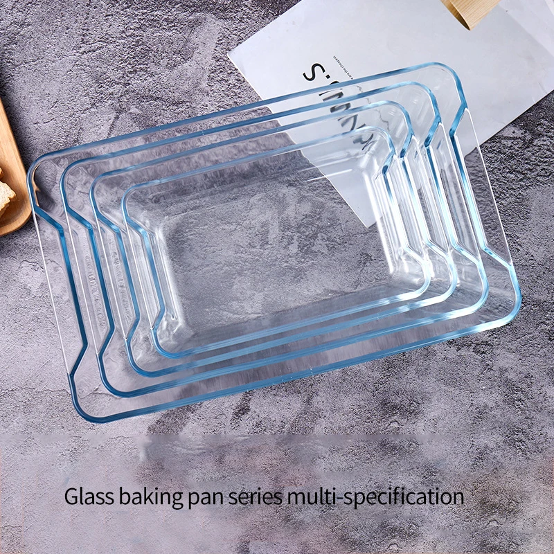 Wholesale Microwave oven thick heating glass baked rice tray fish tray glass baking tray with lid