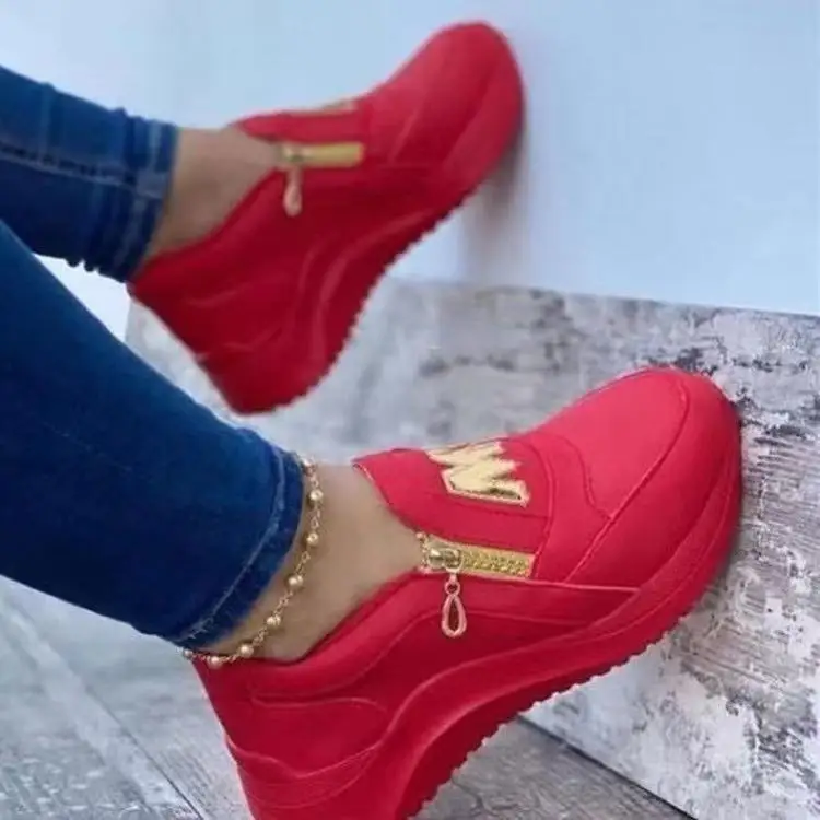 Спортивная обувь большого размера Женская однотонная повседневная на плоской подошве